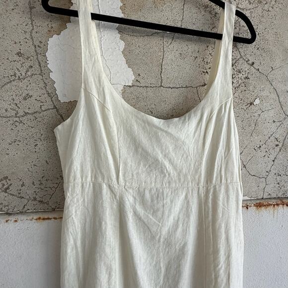 Minimalist Linen Blend Beige Mini Dress Cotton On Adjustable Straps Size S NWT - Picture 3 of 10